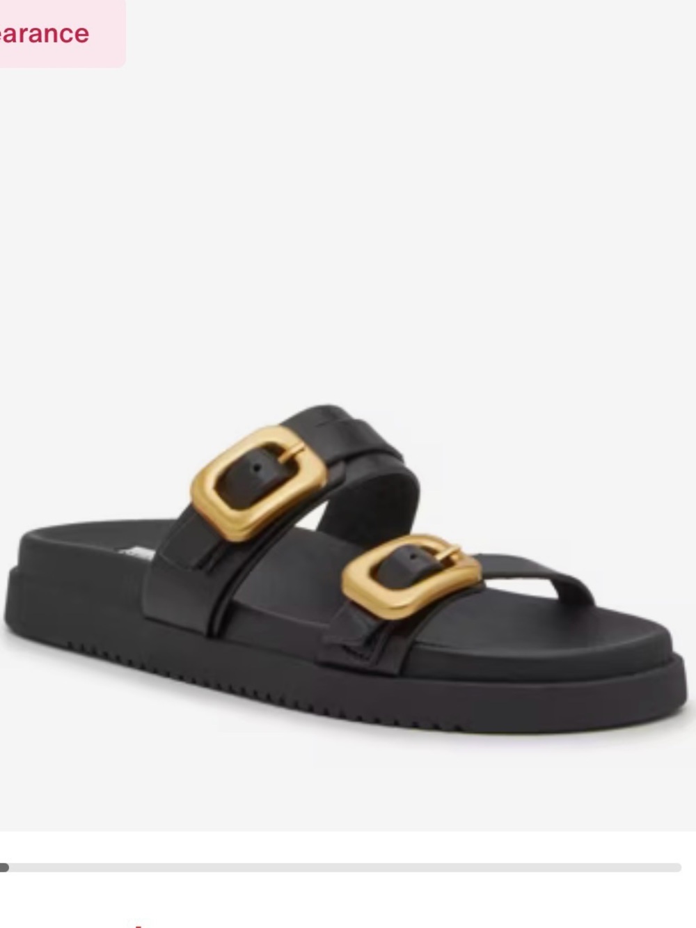 Steve Madden Black Slide Sandals with Gold Buckles